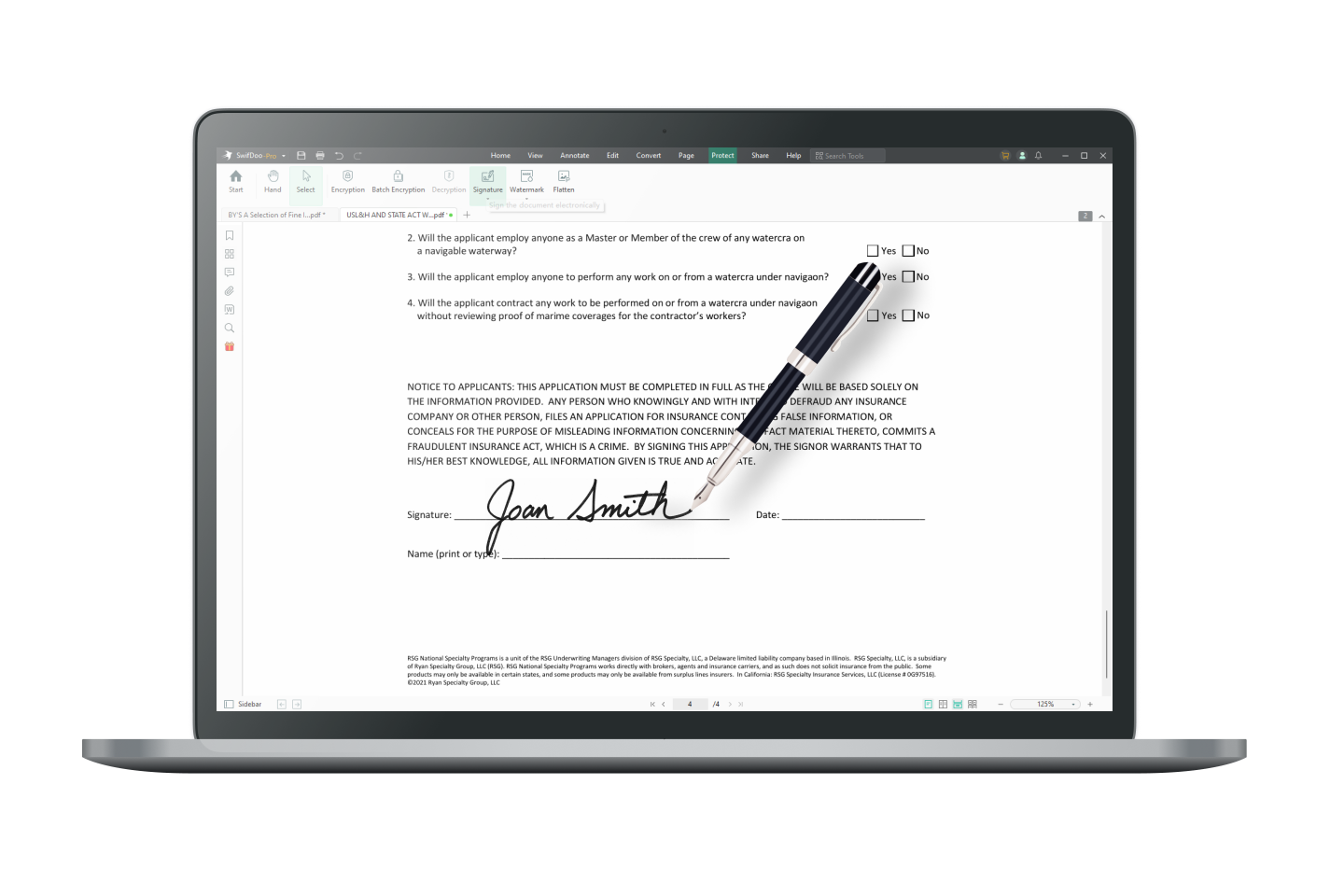 Bannière de signature PDF